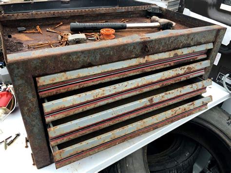 how to clean rust out of metal tool box|how to restore rusted tools.